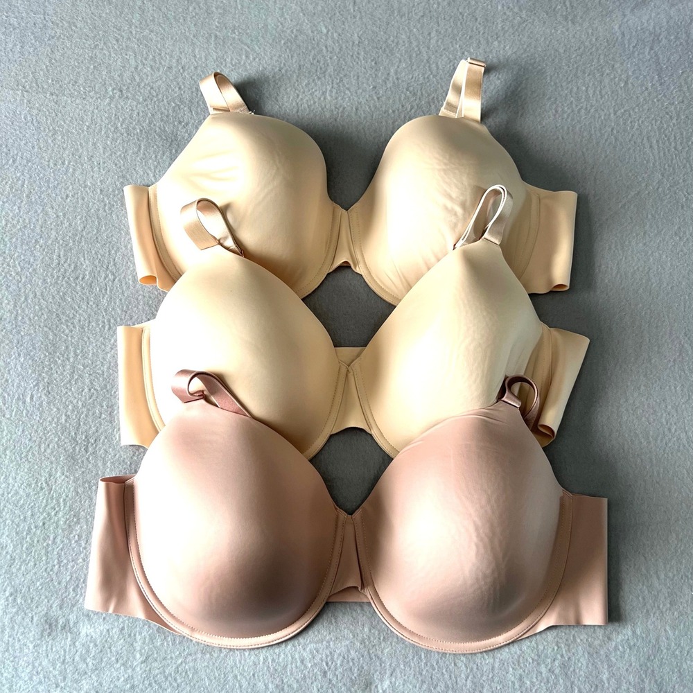 Soma Vanishing 360 Perfect Coverage Bras Bundle of 3 Sz 44D Ivory/Cream Pink NEW